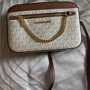 Michael Kors Brown and Cream Crossbody Bag
